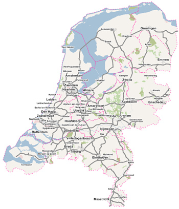 Digitale wegenkaart van Nederland